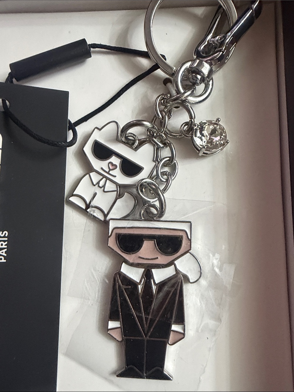 Karl Lagerfeld Black & Silver Character Charm Keychain - Men Accessories - Picture 2 of 5